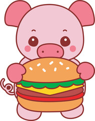 Illustration of cute pig icon.
Funny pig in activities elements.