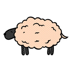 Hand drawn sleeping sheep halftone color vector illustration