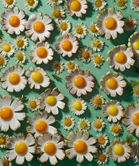 Light Green Background with Surreal Fried Egg Flower Art