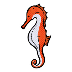 sea horse icon hand drawn halftone color vector illustration