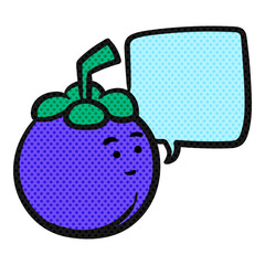 Mangosteen characters drawing halftone color vector illustration