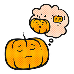 Pumpkin characters drawing halftone color vector illustration