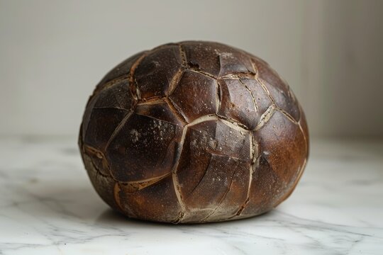 Bread that looks like a soccer ball.
