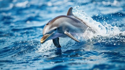 Fototapeta premium Dolphin hunting fish in the ocean.