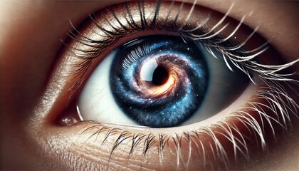 Human Eye with Galaxy Inside - Abstract Concept