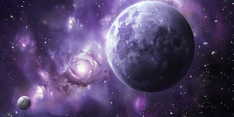 Creative glowing purple metaverse space backdrop. Abstract world and innovation concept. 3D Rendering.
