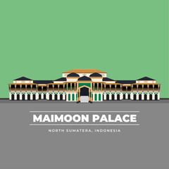 Maimoon Palace Architecture vector design one of the icons of Medan City, North Sumatera, Indonesia