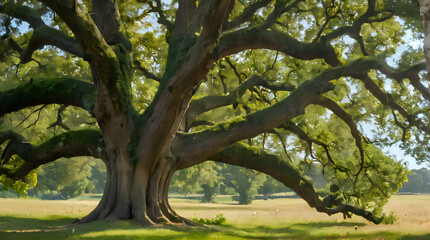 Fototapeta premium a large tree that is in the middle of a field