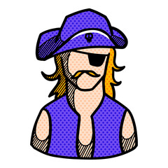 Pirate icon es hand drawn halftone color vector illustration