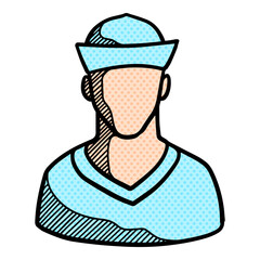 Sailor icon hand drawn halftone color vector illustration