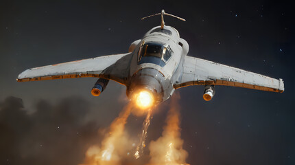 Obraz premium a jet that is flying through the air with fire coming out of it