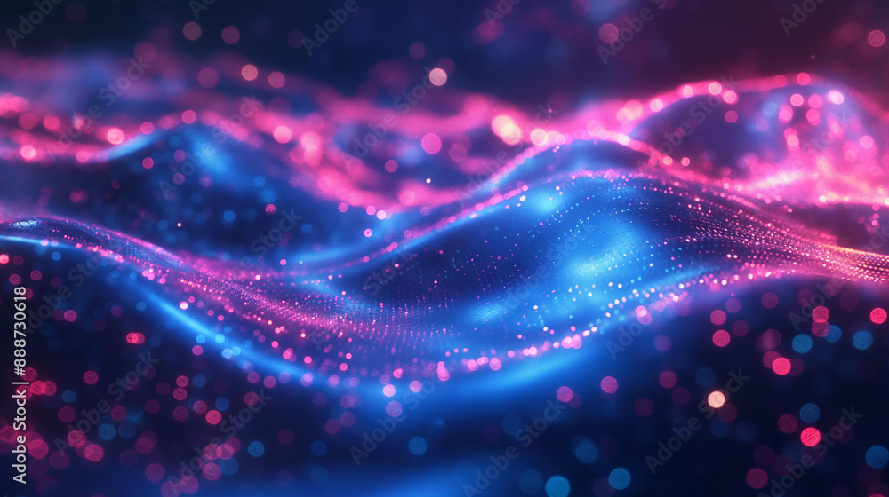 Aufkleber abstract waves of light with glowing particles creating a futuristic feel.