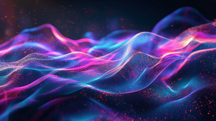 Fototapeta premium Abstract waves of light with glowing particles creating a futuristic feel.