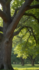 Fototapeta premium a man sitting on a bench under a tree