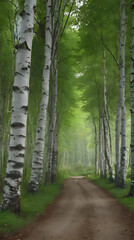 a dirt road that is lined with trees