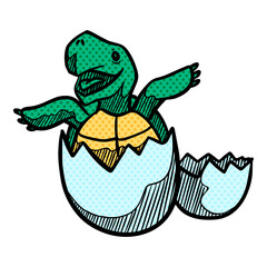 Tortoise hatching icon halftone color vector illustration