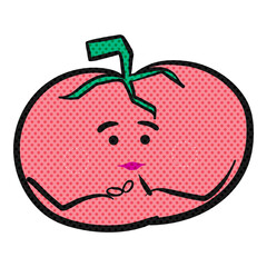 Tomato characters drawing halftone color vector illustration