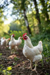 Broiler chicken in an outdoor poultry farm
