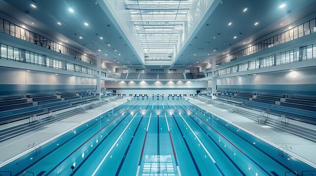 Top view of an Olympic swimming pool.