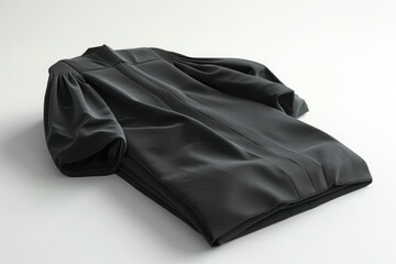 Detailed judge's robe, showing fabric texture, neatly folded on a white background.