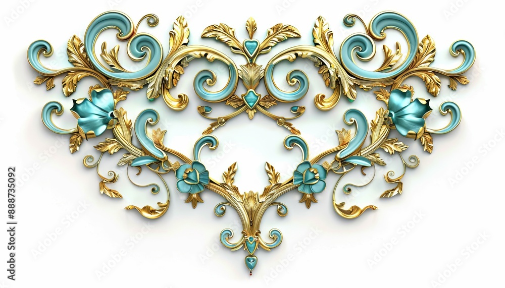 Sticker 3D, Vintage Decorative Elements in the Shape of Symmetrical Heart