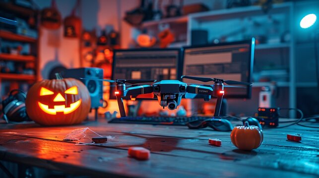 42. Halloween Day: High-tech Halloween drone light show control station, programming interface, test flights