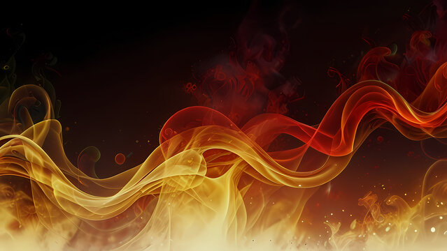 Abstract Background With Gold and Red Smoke Theme