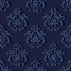 Navy Blue Damask Luxury Decorative Textile Pattern