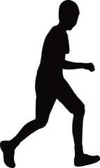 a boy running body silhouette vector