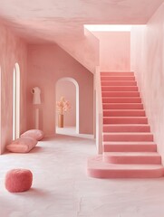 Dreamy Blush Pastel Minimalist Interior Architecture Photography