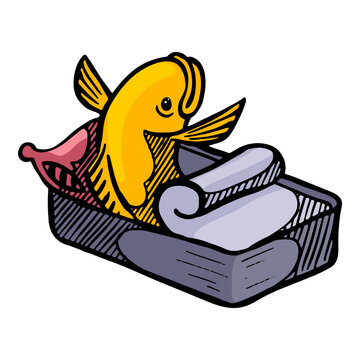 yellow fish in sardine can clip art preview