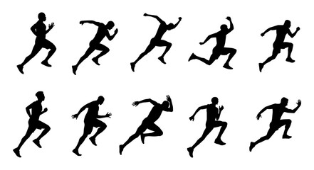 Man Running Silhouette Set