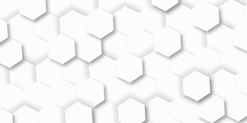Fototapeta premium Abstract white background with hexagons. Abstract hexagon polygonal pattern background vector. seamless bright white Pattern with hexagons illustration of a honeycomb. Futuristic surface .