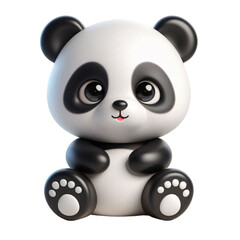 Fototapeta premium cute 3d cartoon character of panda sitting on transparent background