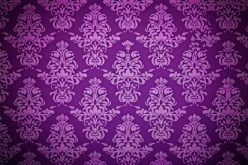 Detailed damask pattern with a solid purple background