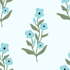 Floral seamless pattern. Cute summer background with flowers and leaves. Modern floral compositions. Fashion vector stock illustration for wallpaper, posters, card, fabric, textile