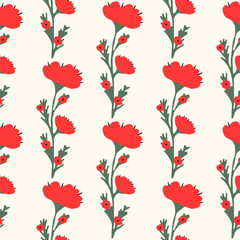 Floral seamless pattern. Cute summer background with flowers and leaves. Modern floral compositions. Fashion vector stock illustration for wallpaper, posters, card, fabric, textile