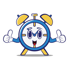 cute alarm clock classic character mascot icon, editable vector hand drawn