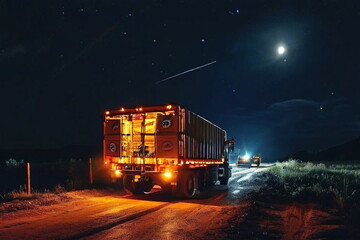 야간 도로, truck,night,load