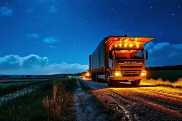 야간 도로, truck,night,load