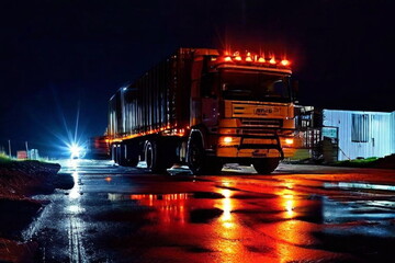 야간 도로, truck,night,load
