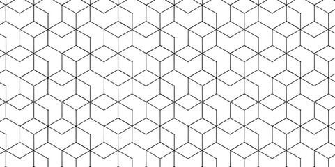 Vector hexagonal illustration seamless grid metal wallpaper wire design. geometric gradient black and white square honeycomb diamond surface background.