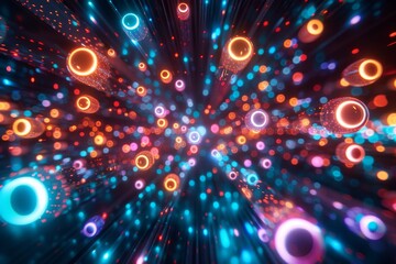 Fototapeta premium Abstract digital artwork with vibrant particle effects dynamic and imaginative design modern and striking visual impact lively and colorful atmosphere