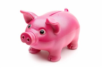 Obraz premium Pink piggy bank on white background isolated pig doll for saving money