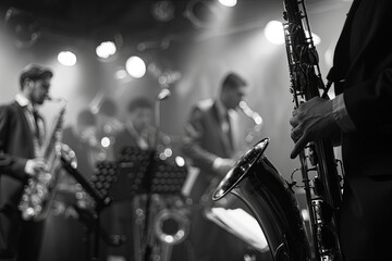 Obraz premium Jazz band playing on stage