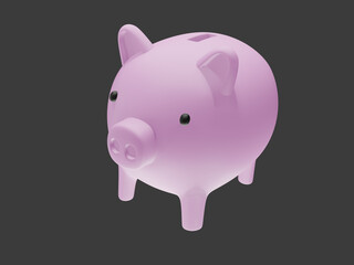 3d illustration pink piggy bank no background