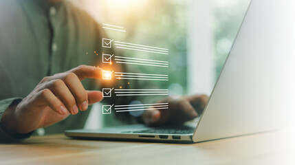 Business checking quality assurance QA or QC management. certification Standardization, certification. Compliance to regulations service and standards, Digital Guarantee Checkmark