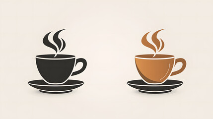 Obraz premium Coffee shop logo template, natural abstract coffee cup with steam, coffee house emblem, creative cafe logotype, modern trendy symbol design vector illustration isolated on white background sign