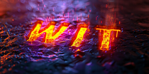 Creative digital programming language on dark backdrop. Software developer and html concept. 3D Rendering.
