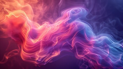 Enigmatic neon smoke curling and twisting in vibrant hues, creating a surreal and otherworldly atmosphere with dynamic, flowing shapes.
